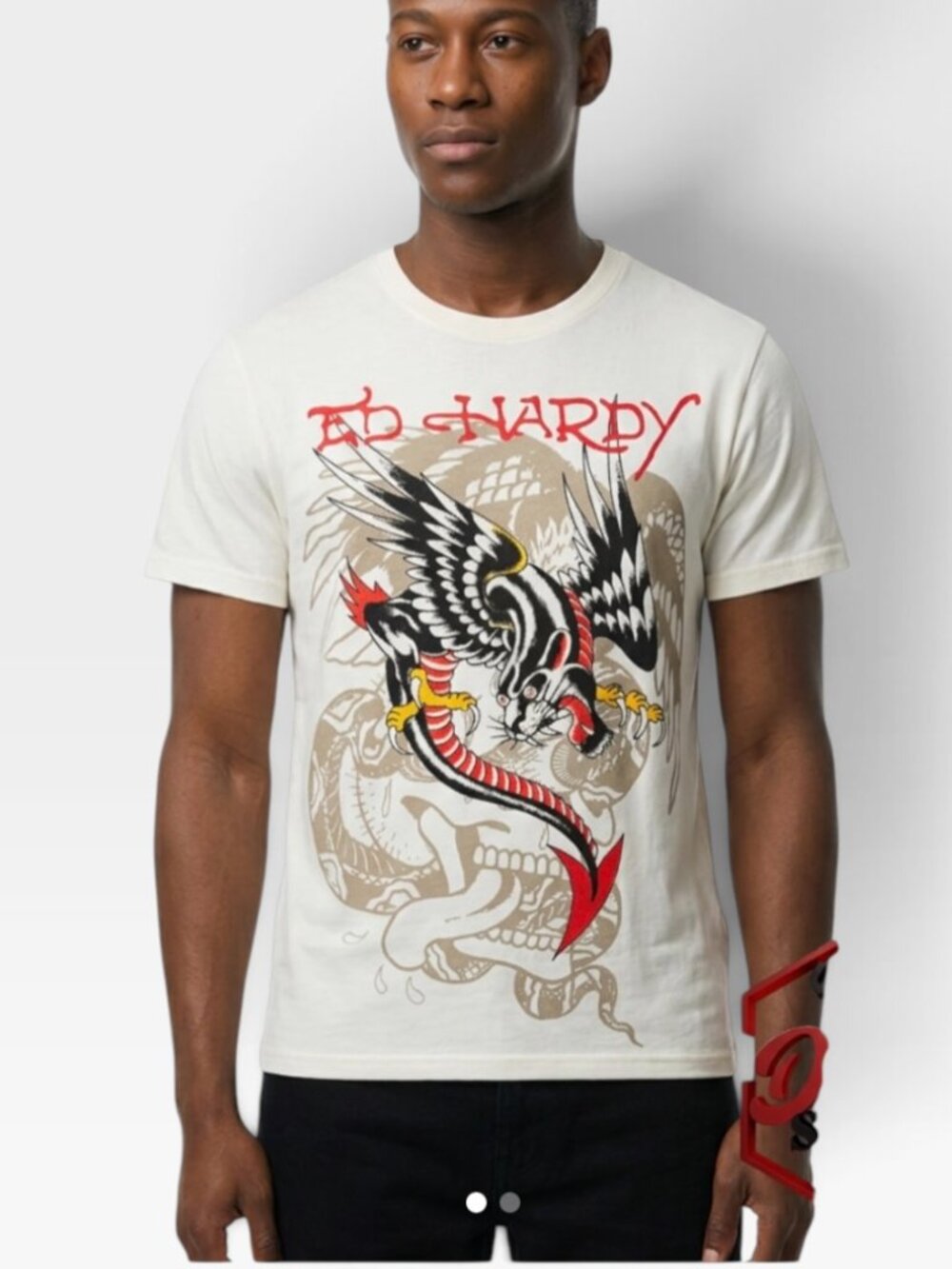 NEW Ed Hardy Graphic t-shirt Men’s Large Black Panther Snake Design NWT